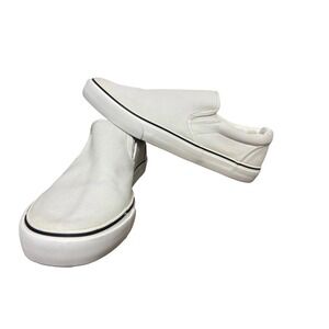 Hello Basics Men's White Canvas Slip On Size 9 Boat Casual Preppy Spring Summer